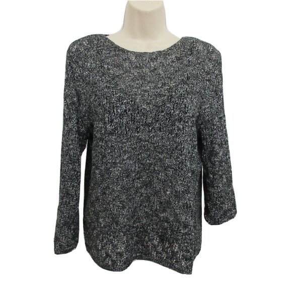 Norton McNaughton Sweater Size Medium Black White Open Knit Pullover Long Sleeve - Picture 1 of 7